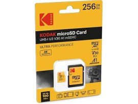 KODAK mSD 256GB UHS-I U3/V30/A1 Y/R/B Card+Adapter